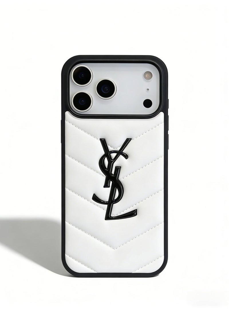 سانت لوران YSL Chevron Quilted Bumper Phone Case for iPhone 16 Pro Max & iPhone 17 Pro Max - Image 1